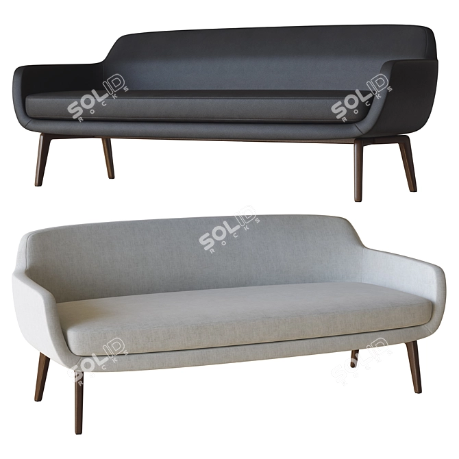 Sleek Belt Dining Sofa 3D model image 1