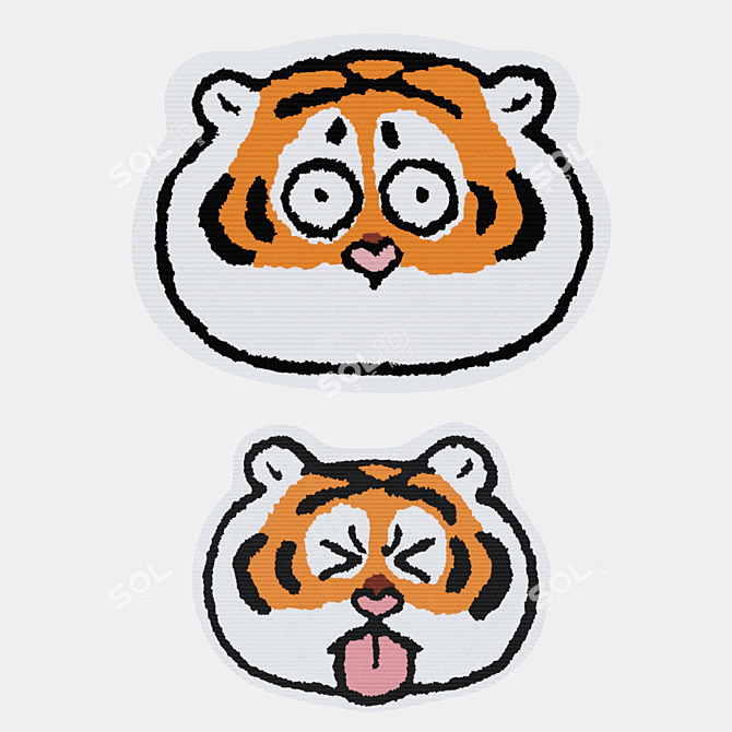 Cartoon Tiger Rug: Playful and Soft 3D model image 4