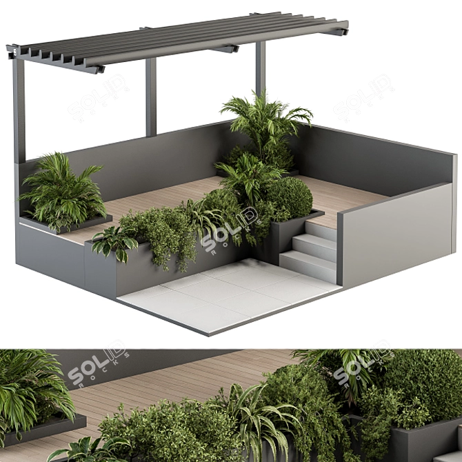 Roof Garden Furniture Set: Pergola 50 3D model image 1