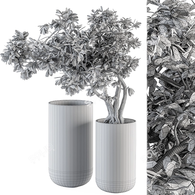 Title: Autumn Branch Bouquet in Black Vase 3D model image 4