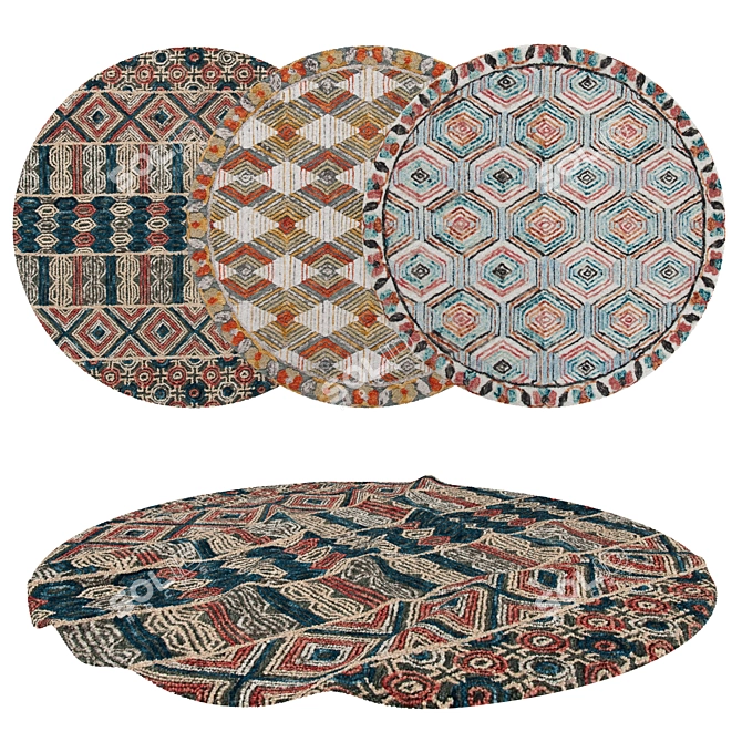 Round Rugs Set | 6 Unique Designs 3D model image 1