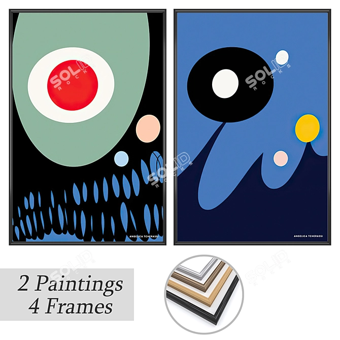 Artful Transformations: Set of 2 Paintings with 4 Frame Options 3D model image 1