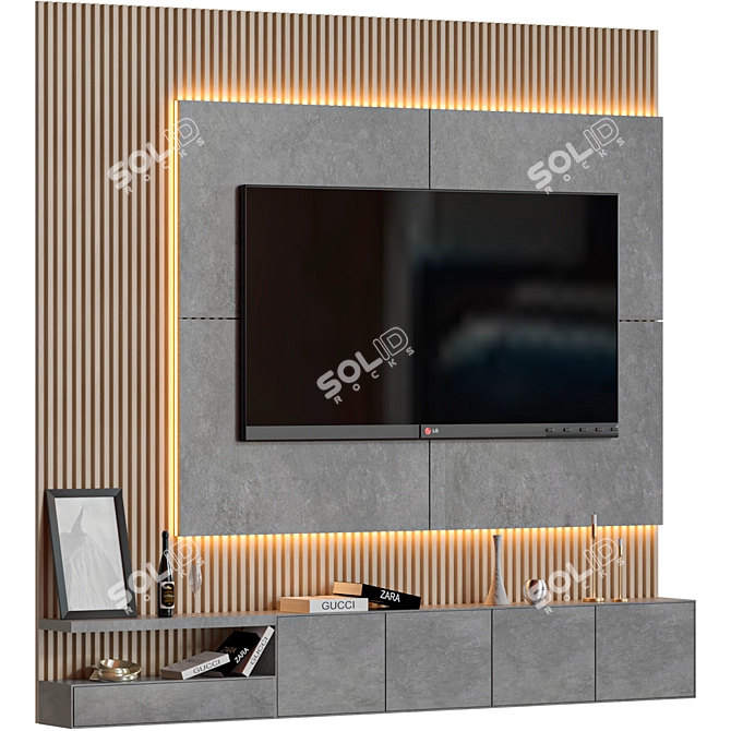 Sleek TV Wall-1 Solution 3D model image 1