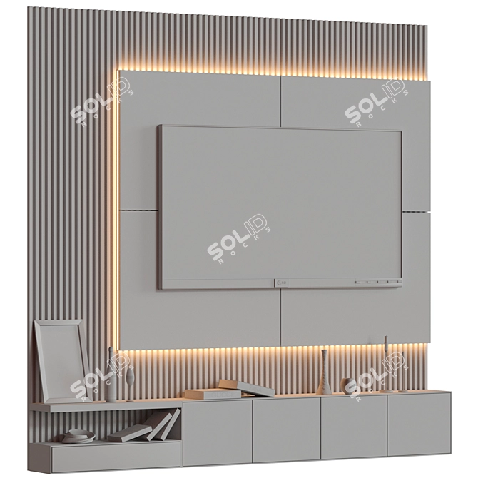 Sleek TV Wall-1 Solution 3D model image 2