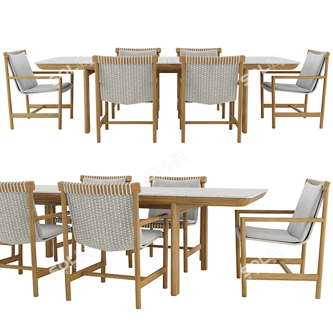 Elegant Outdoor Dining Set by Tribu 3D model image 1