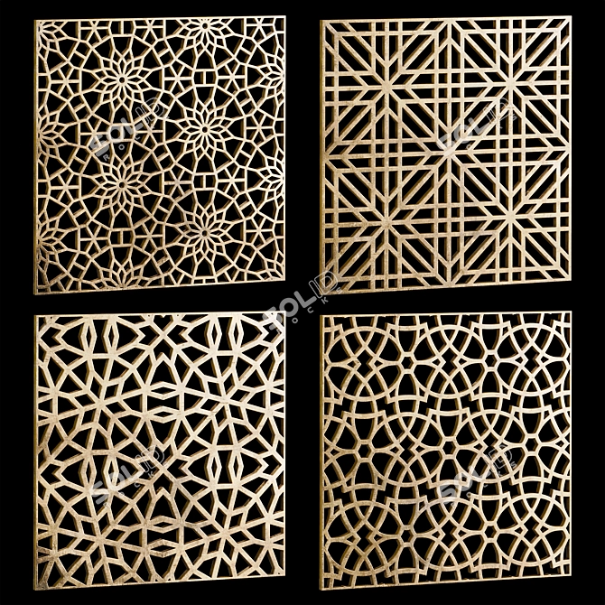 Decorative Square Panels Set - Pack of 14 3D model image 1