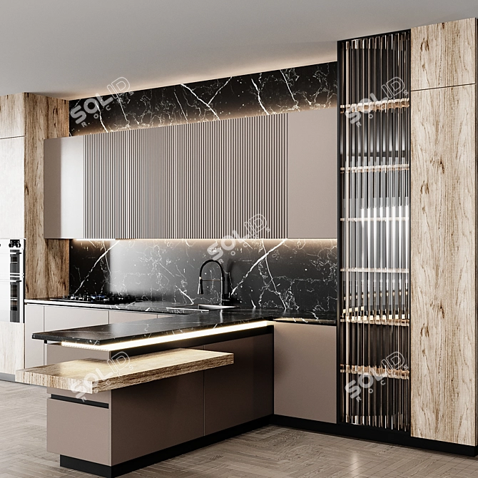 Versatile Italian Modern Kitchen 3D model image 3