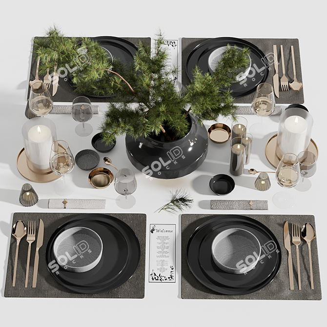 Elegant Dining: Tableware Set5 3D model image 1