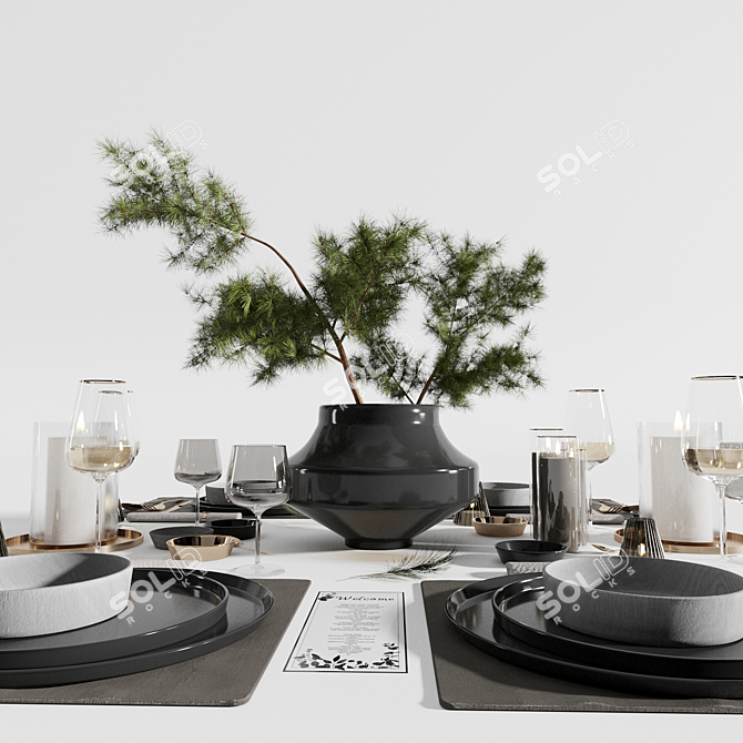 Elegant Dining: Tableware Set5 3D model image 2