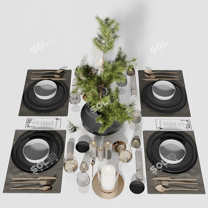 Elegant Dining: Tableware Set5 3D model image 3