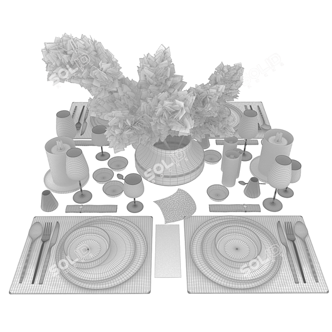 Elegant Dining: Tableware Set5 3D model image 4