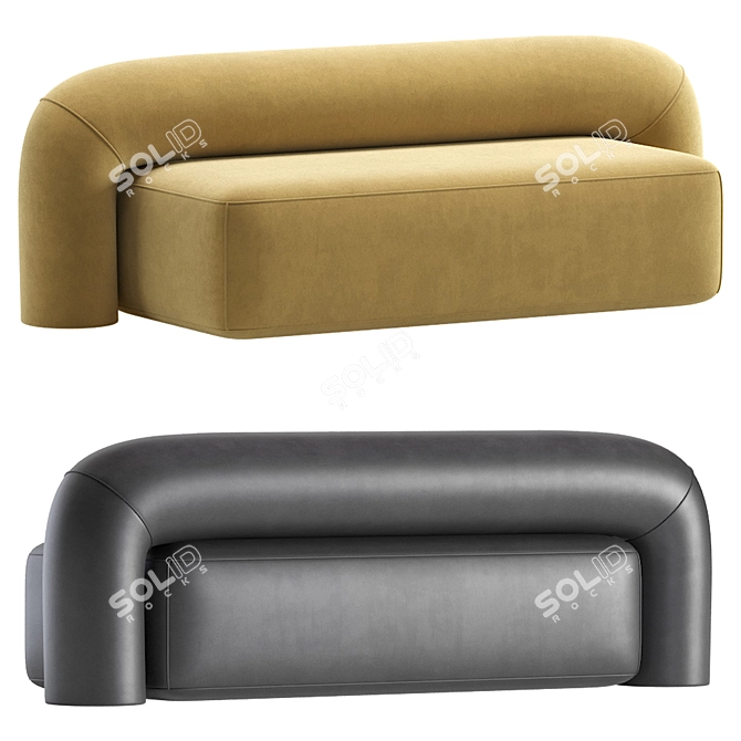 Plush Moss Sofa: Velvet & Leather 3D model image 3