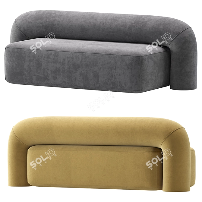 Plush Moss Sofa: Velvet & Leather 3D model image 4
