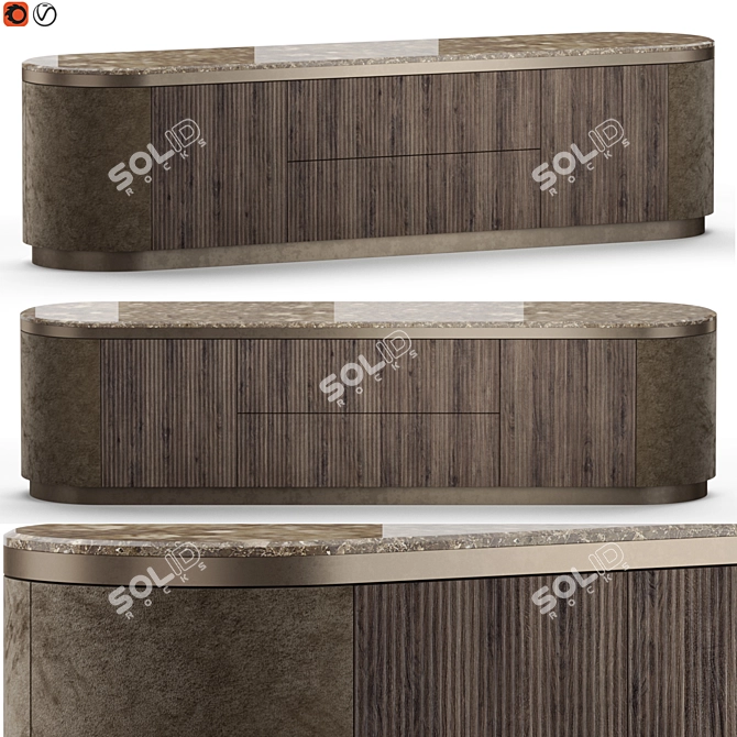 Elegant Gordon Wave Sideboard 3D model image 1