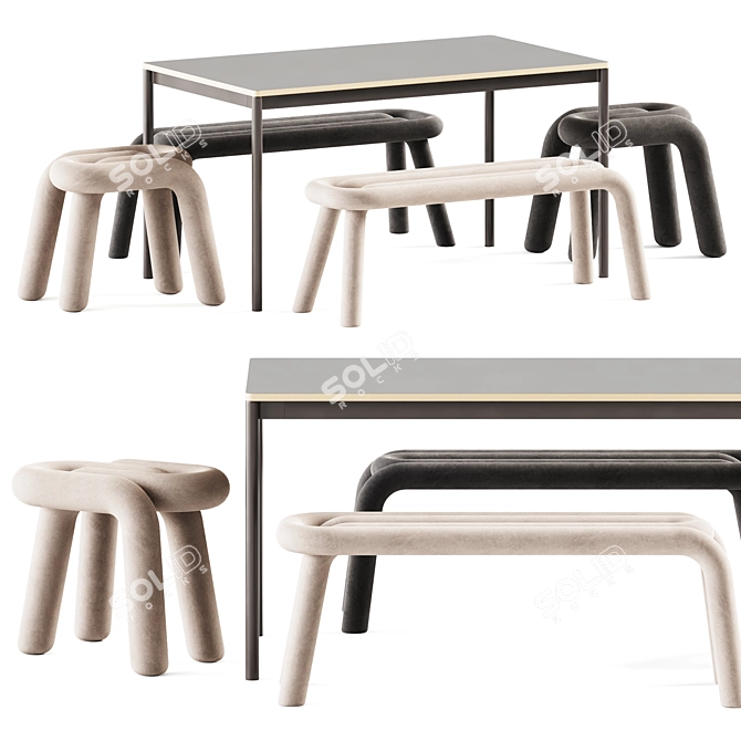 Contemporary Base Table and Bold Set 3D model image 1