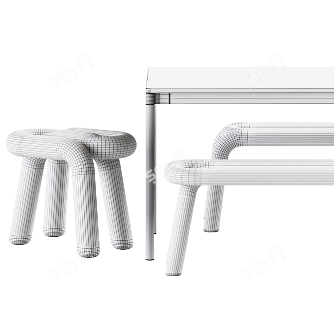 Contemporary Base Table and Bold Set 3D model image 2