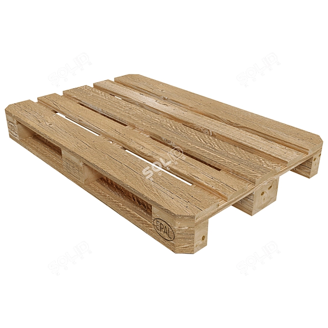 Premium Wooden Pallet: 800mm x 1200mm x 144mm 3D model image 2