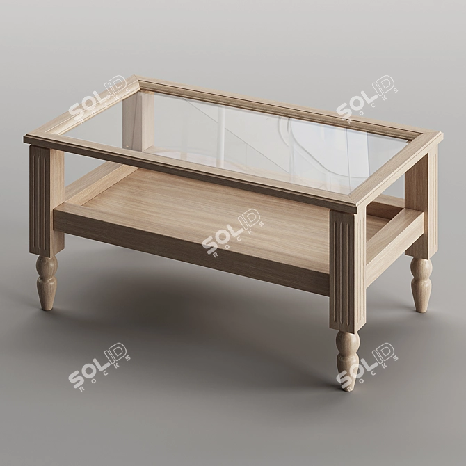Modern Oak Coffee Table 3D model image 2