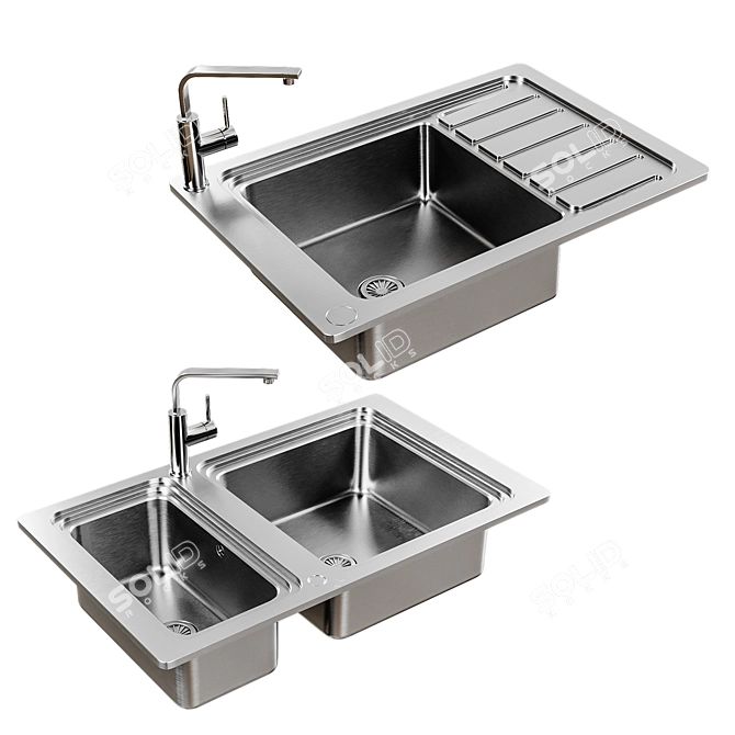 Stainless Steel Sink Bowl 3D model image 2