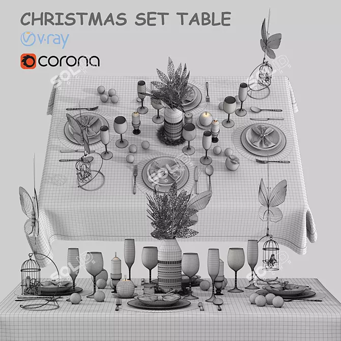 Festive Tableware Set 3D model image 6