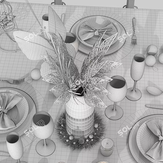 Festive Tableware Set 3D model image 7