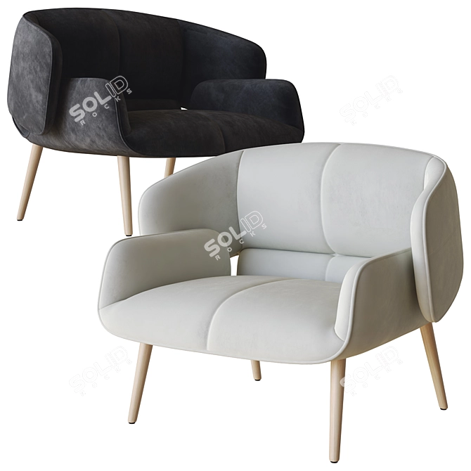 Contemporary Fusion Armchair 3D model image 2