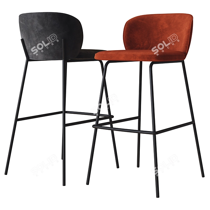 Modern and Sleek Princeton Stool 3D model image 2