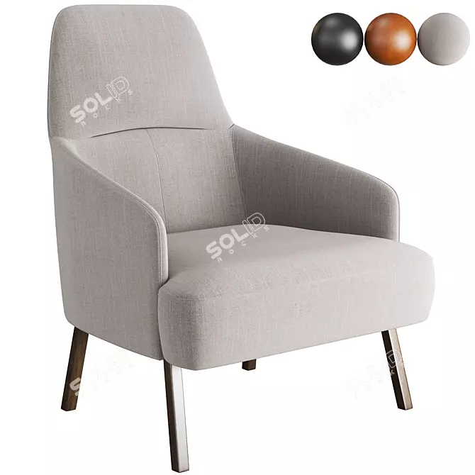 Sleek Mono Armchair 3D model image 1