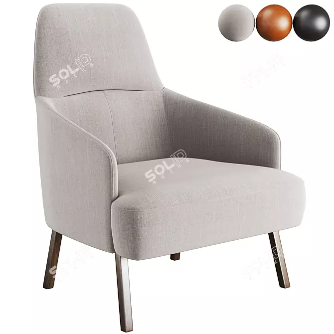 Sleek Mono Armchair 3D model image 6