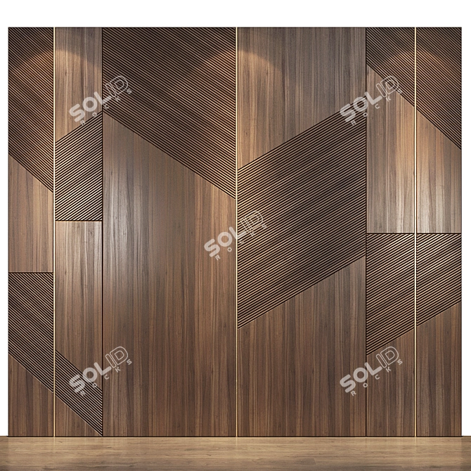 Natural Wood and Metal Wall Panel: 3ds Max 2013 + OBJ-VRay 3D model image 1