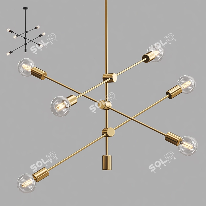 Modern Sputnik Chandelier: Stylish Pendant Lighting 3D model image 2