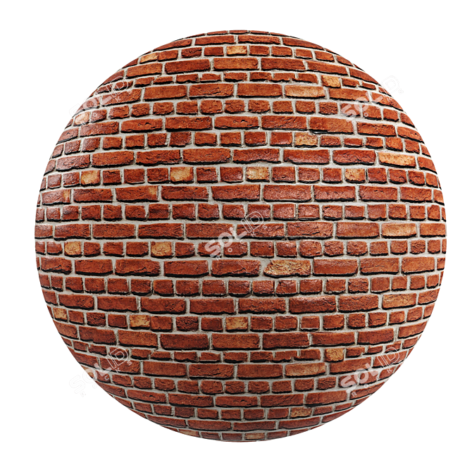 Seamless PBR Brick Loft Rojo 3D model image 1