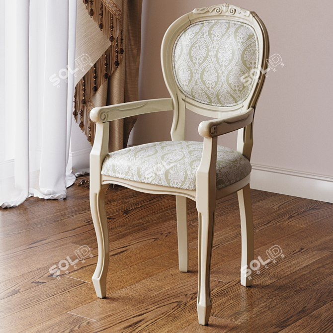 Cleopatra Armchair: Elegant Wood Design 3D model image 2