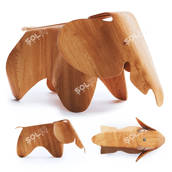 Eames Elephant Kids Stool: Playful Plywood Design 3D model image 1