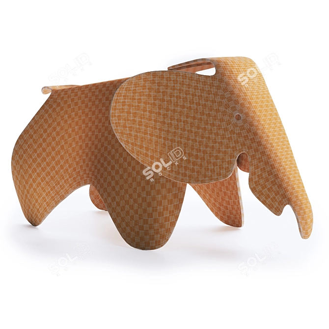 Eames Elephant Kids Stool: Playful Plywood Design 3D model image 3