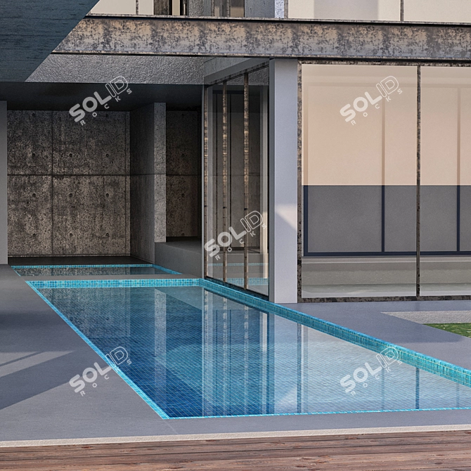 Sleek Modern Villa Design 3D model image 4