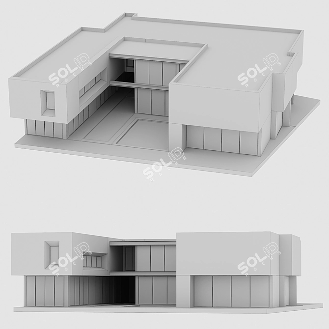 Sleek Modern Villa Design 3D model image 6
