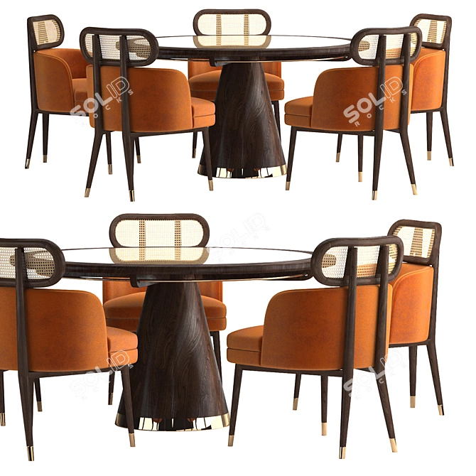 Carter Dining Set: Stylish Table & Chairs 3D model image 8