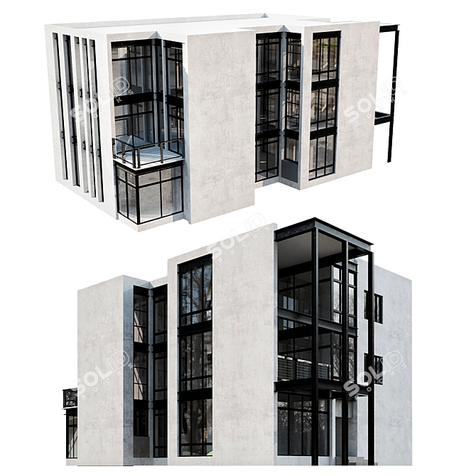 Modern Residential Building Design 3D model image 1