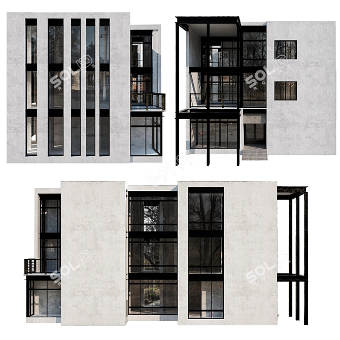 Modern Residential Building Design 3D model image 5