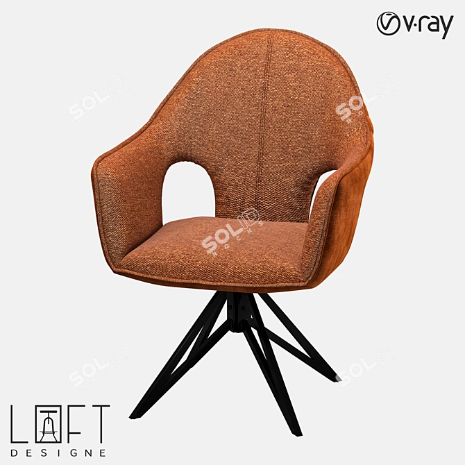 Metal and Fabric Chair LoftDesign 3D model image 1