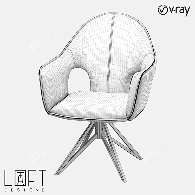 Metal and Fabric Chair LoftDesign 3D model image 2