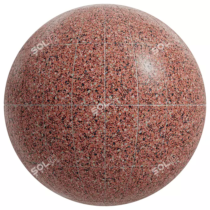 Terrazzo Red Floor & Wall Covering 3D model image 3