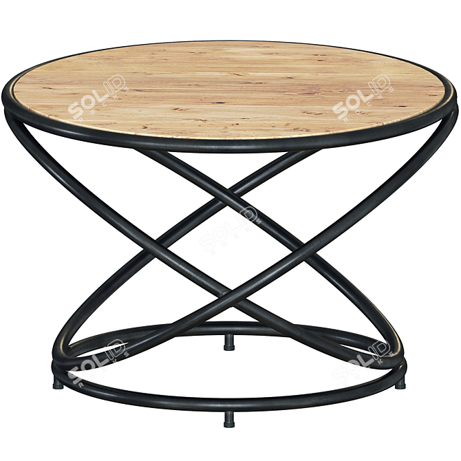 Rustic Wooden Coffee Table 3D model image 1