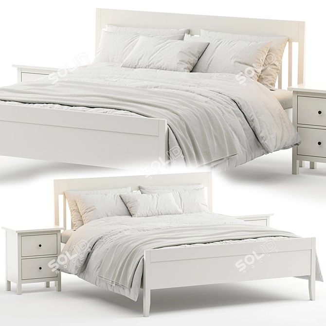 Elegant IKEA Idanas Bed Set 3D model image 1