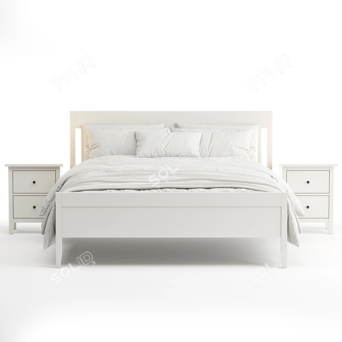 Elegant IKEA Idanas Bed Set 3D model image 3