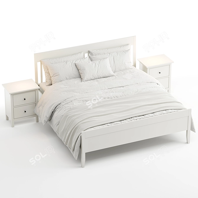 Elegant IKEA Idanas Bed Set 3D model image 4