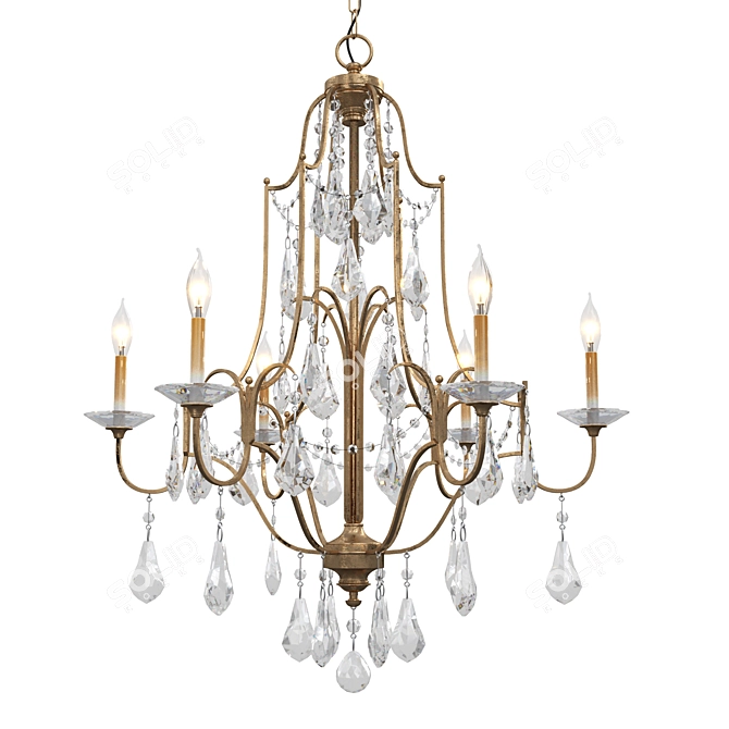 Title: Feiss Valentina 6-Light Bronze Chandelier 3D model image 1