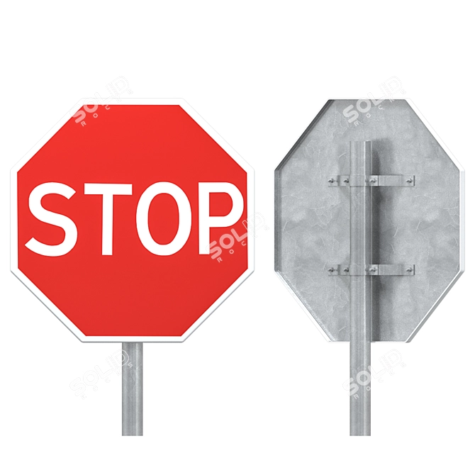 Priority Road Signs Set 3D model image 2