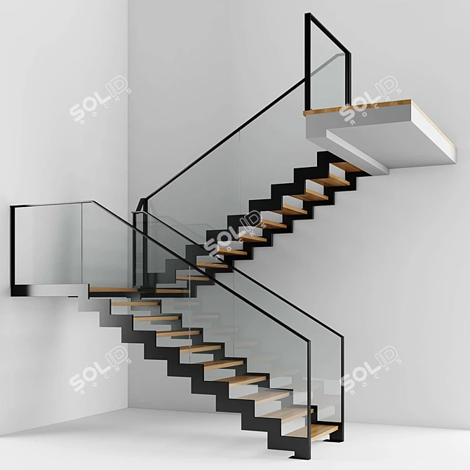 Modern Interior Stair 09: Stylish and Functional 3D model image 2